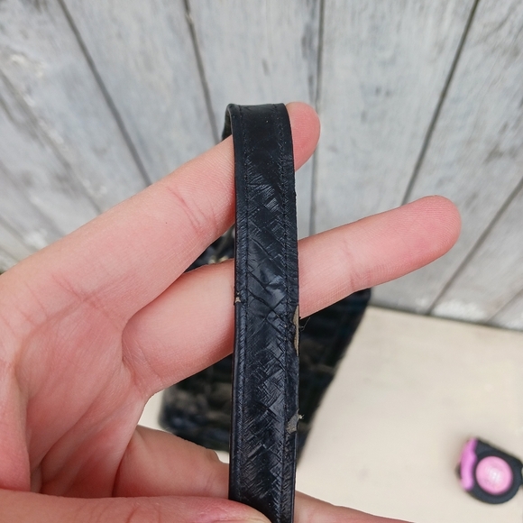 Vintage Eel Skin Eelskin Clutch Shoulder Bag Black Leather Lined Womens Purse - Picture 6 of 11